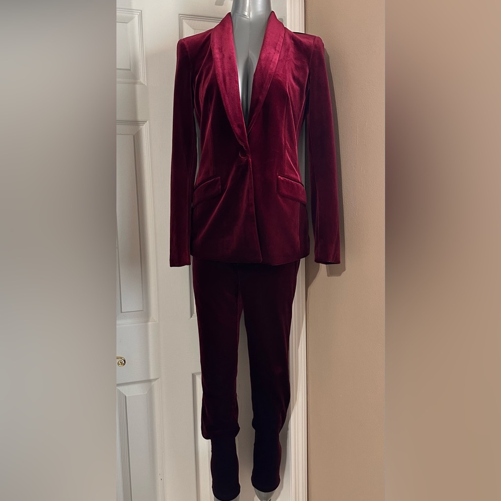 INC International Concepts Rich Burgundy Velvet Jacket & Pants